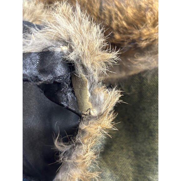 Vintage Cejon Vest Women's Large blue Denim Vest With Rabbit Fur Trim & Collar - Picture 10 of 11